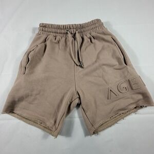 AGENT84 Men's Beige Sweat Shorts M Drawstring Elastic Waist Pockets Cotton Blend